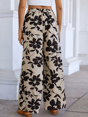 Floral Print Wide Leg Pants High Waist Summer Pants Women's Clothing