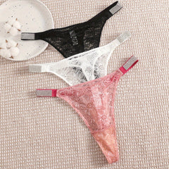 3 Pack Plus Size Sexy Panties with Rhinestone Studded Detail