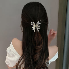 Medium Hair Claw Clip Non Slip Hair Clamp Rhinestone Pearl Decor Barrettes