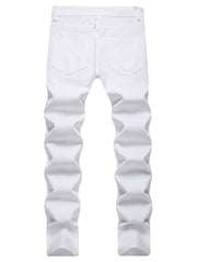Men's Solid Denim Pants Outdoor Wear For Spring And Fall