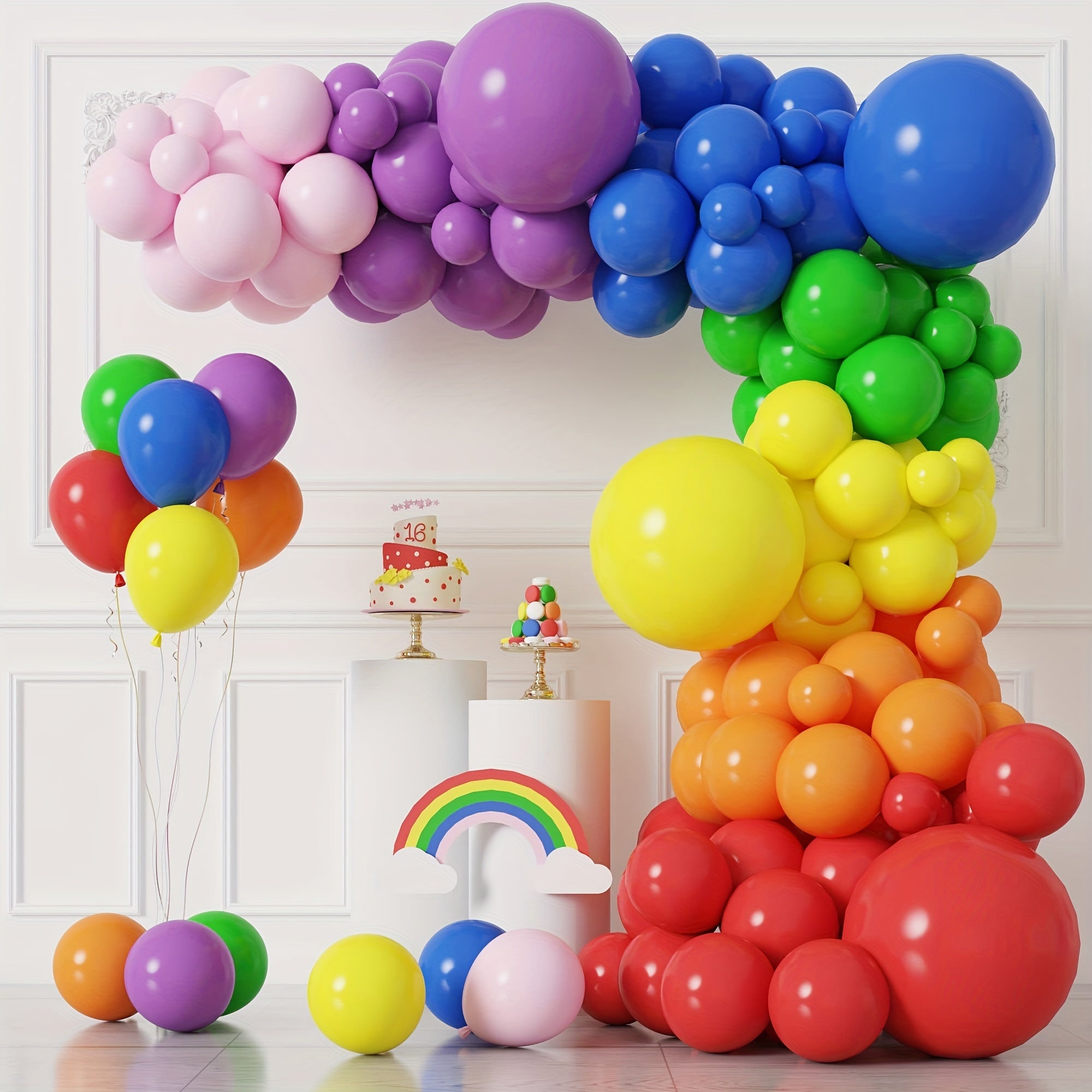 137pcs Rainbow Balloon Garland Arch Kit Mixed Size Balloons for Party Decoration