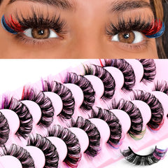 Colored False Eyelashes D Curl Mink Lashes Natural Look Fluffy Eyelashes