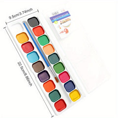 Watercolor Pigments Set in Plastic Box with Brush - Ideal for Watercolor A