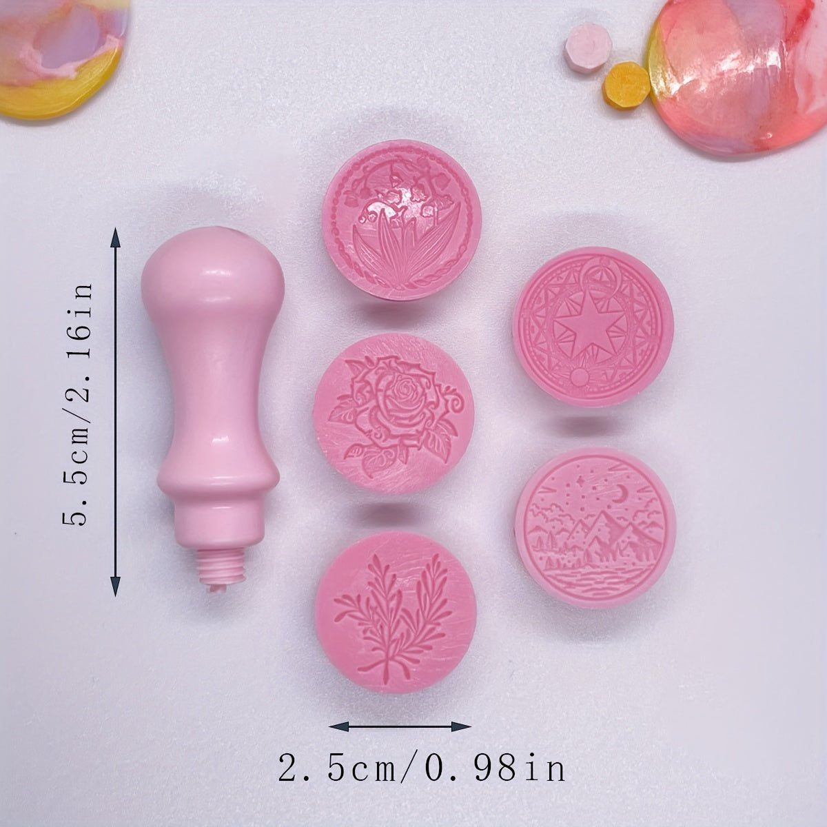 Fire Paint Set 5pcs Plastic Fire Paint Seal Head And 1pc Wax Seal Handle Wax Set