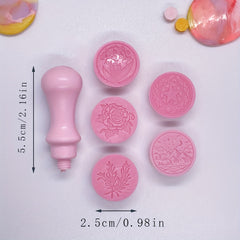 Fire Paint Set 5pcs Plastic Fire Paint Seal Head And 1pc Wax Seal Handle Wax Set