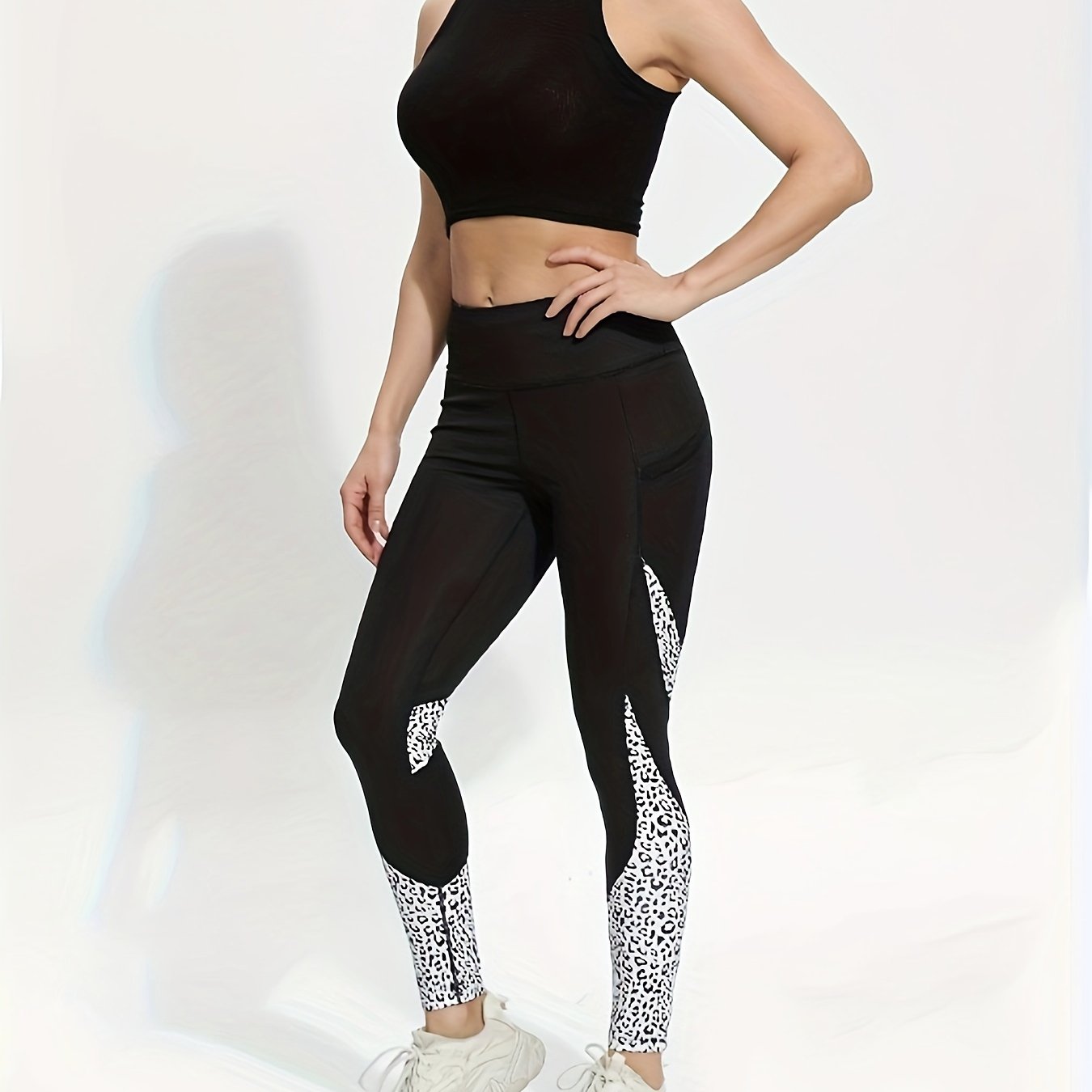 Leopard Print Slimming Yoga Pants High Stretch Slim Fit Workout