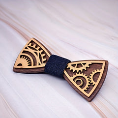 Steampunk Gear Wooden Bow Tie & Cufflinks Set for Party Wedding