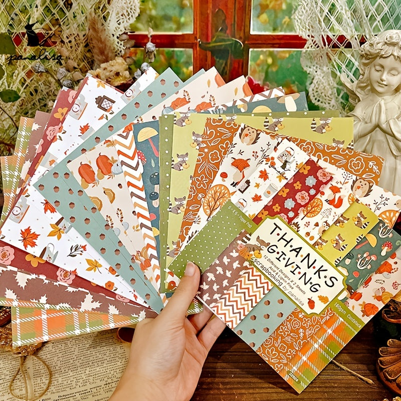 24pcs DIY Photo Album Paper Autumn Thanksgiving Background Paper