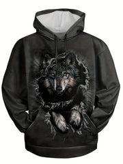 Wolf 3D Print Hoodies for Men Graphic Hoodie Comfy Loose Hooded Pullover