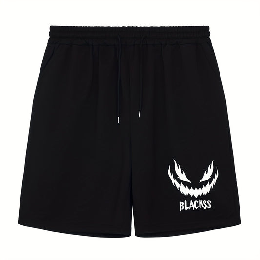 Men's Pumpkin Face Workout Shorts Stretch Drawstring Sports Short