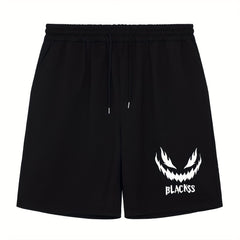 Men's Pumpkin Face Workout Shorts Stretch Drawstring Sports Short