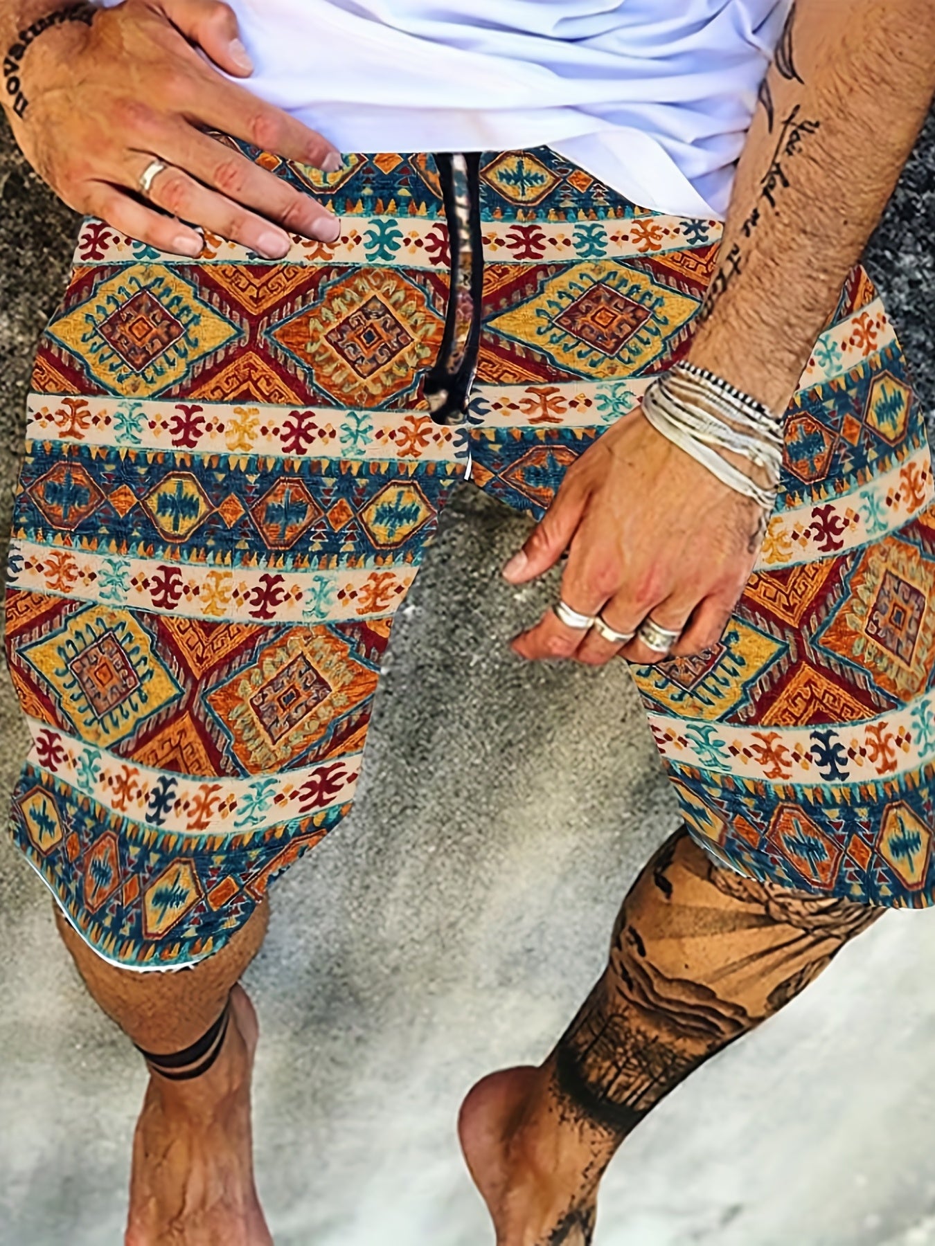 Men's Patriotic Skull Print Shorts Comfortable Stretchy Summer Clothing