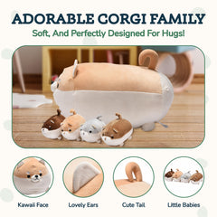 Corgi Mommy and 4 Puppies Plush Set