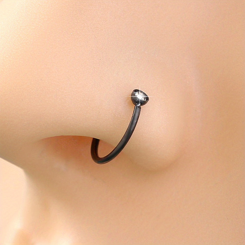 Zircon Nose Ring Stainless Steel Cartilage Body Piercing Jewelry