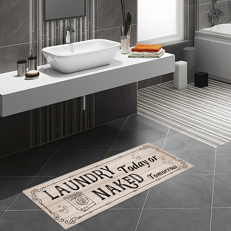 Laundry Room Runner Rug Non Slip Floor Mat Wooden Board Letter Hallway Entry Rug
