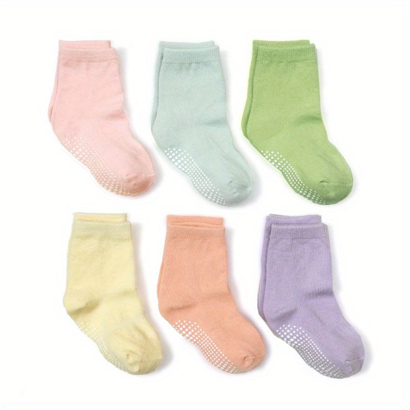 6pairs Baby Girls Kids Anti skid Breathable Crew Socks