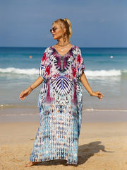 Boho Cover Up Women's Plus Animal Print Bat Sleeve