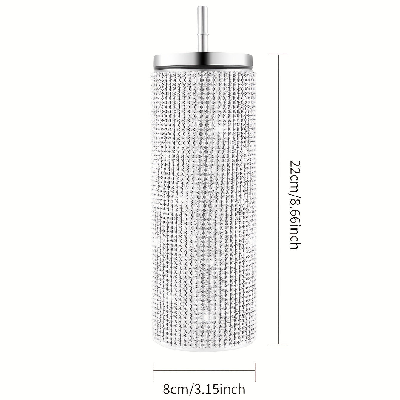 20oz Glitter Studded SS Straw Water Cup Insulated Tumbler for Travel Holiday