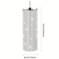 20oz Glitter Studded SS Straw Water Cup Insulated Tumbler for Travel Holiday