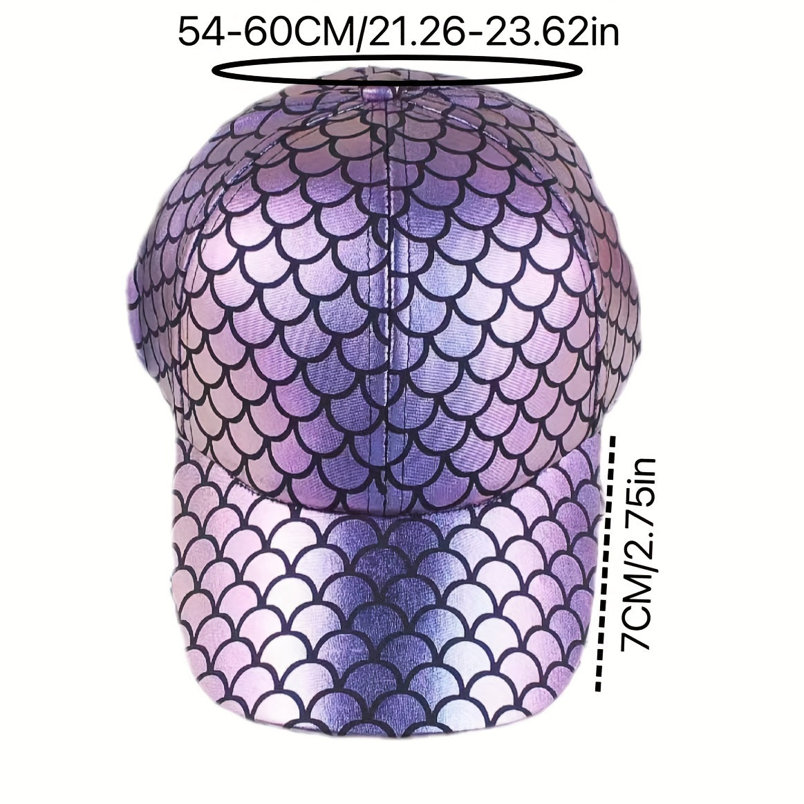 Fish Scales Pattern Baseball Cap Y2K Sparkling Sunscreen Sports Hat