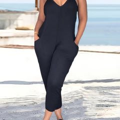 Sexy V Neck Slim Fit Cami Jumpsuit With Pockets