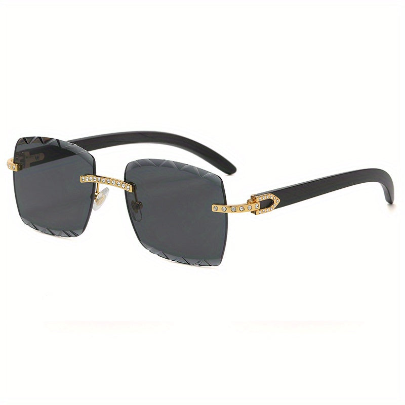 Men's Rimless Small Rectangle Sunglasses for Summer Outdoor Activities
