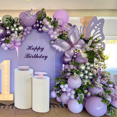 Purple Balloon Garland Kit Butterfly Decorations Metallic Balloons Arch