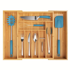 Bamboo Expandable Silverware Organizer Kitchen Drawer Organizer