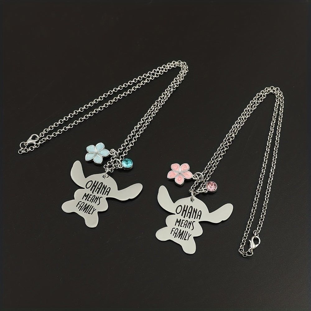 Ohana Means Family Boys Kids Laser Lettering Couple Jewelry Gift Necklace