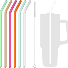 6pcs Silicone Straw Replacement For 40Oz Tumbler Colorful Reusable Bent Straws