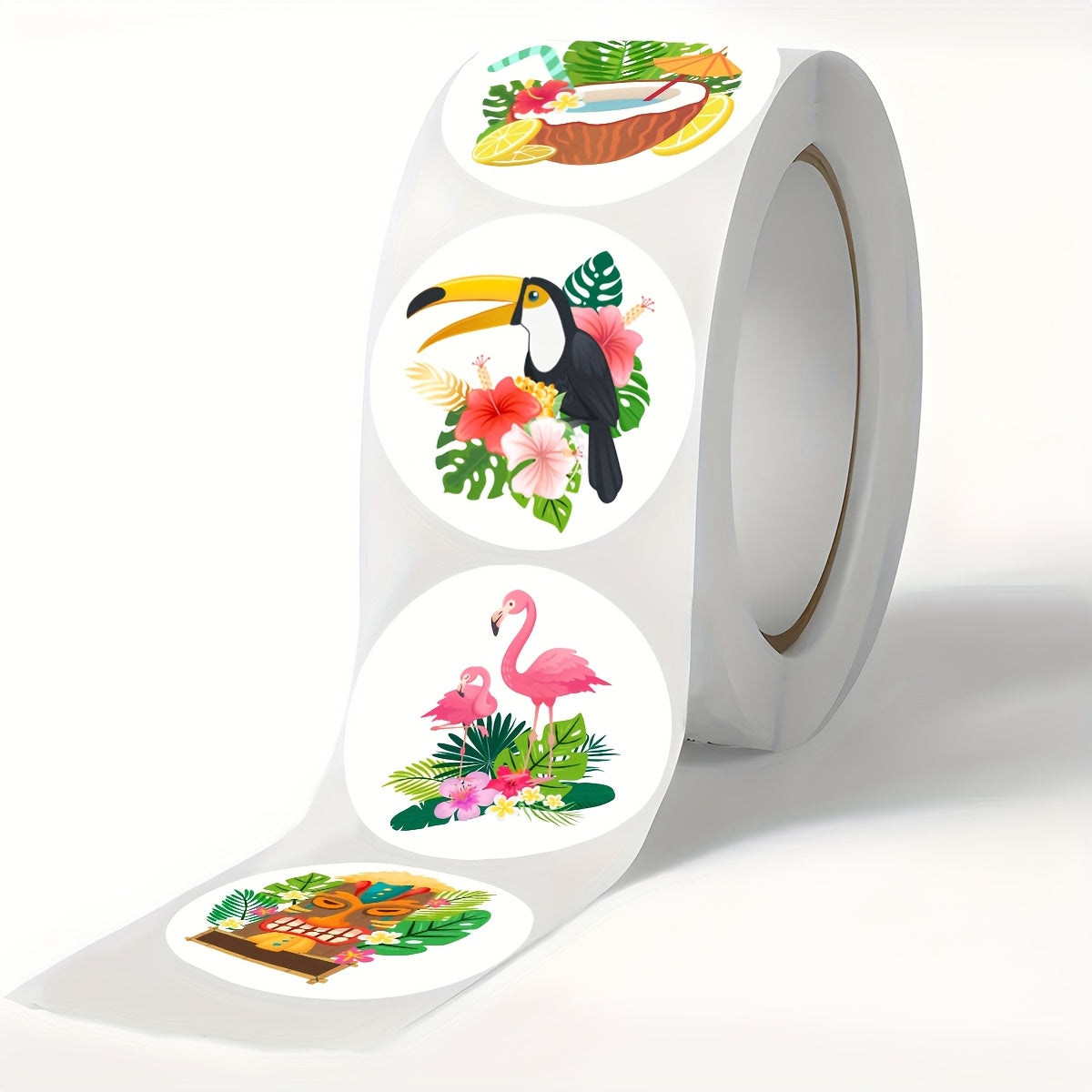120pcs Hawaiian Flamingo Round Stickers for Birthday Parties & DIY Projects