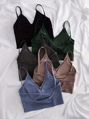 5pcs Ribbed Wireless Bras Comfy & Casual Back Bra Women's Lingerie