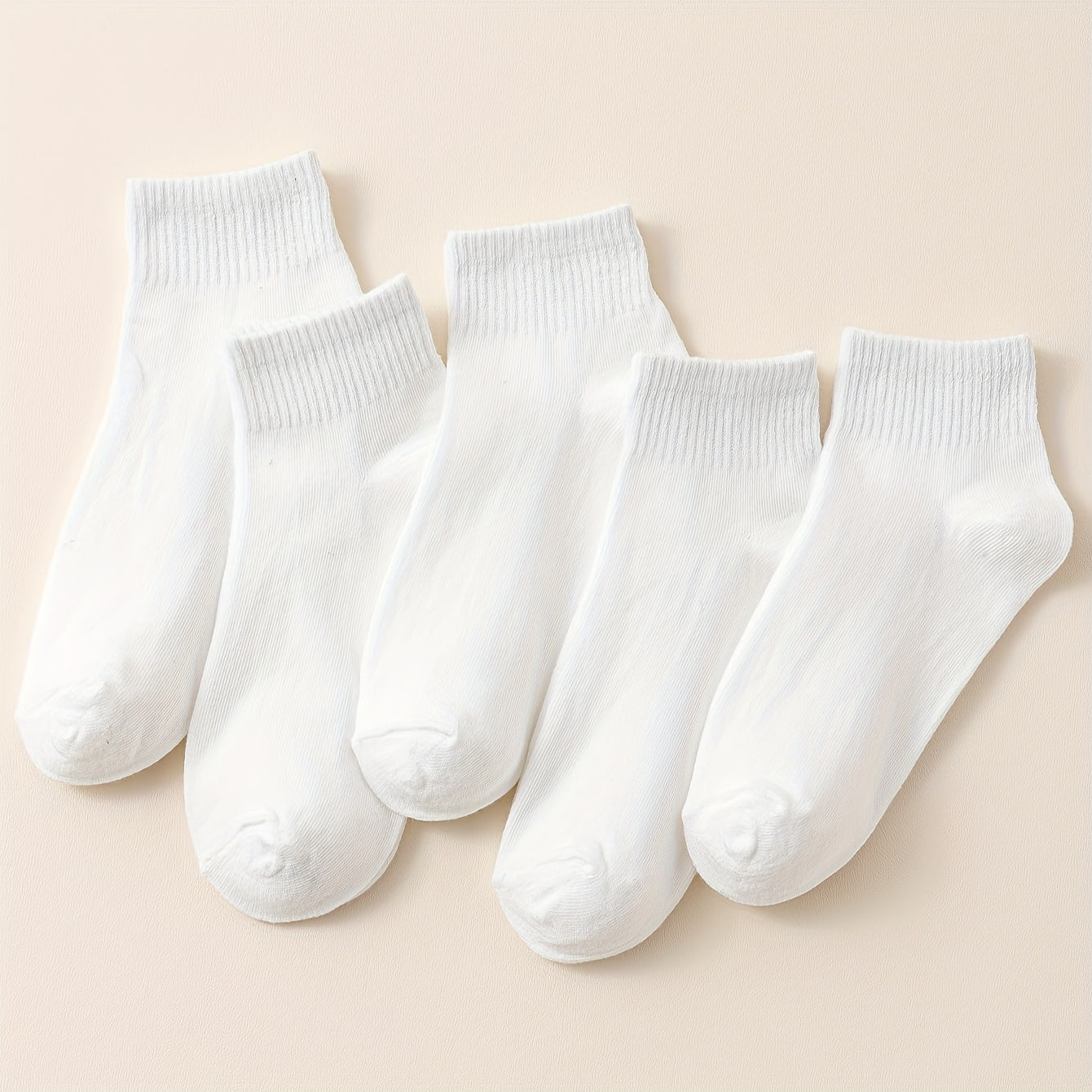 5 Pairs Solid Crew Socks for Women