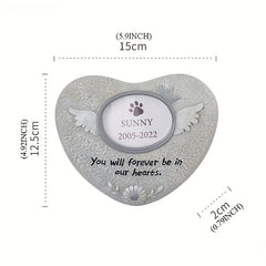 Paw Shaped Pet Memorial Stone with Photo Frame for Dogs or Cats