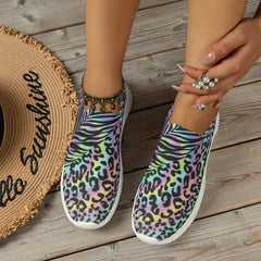 Women's Colorblock Print Slip On Sneakers Non Slip Lightweight Shoes