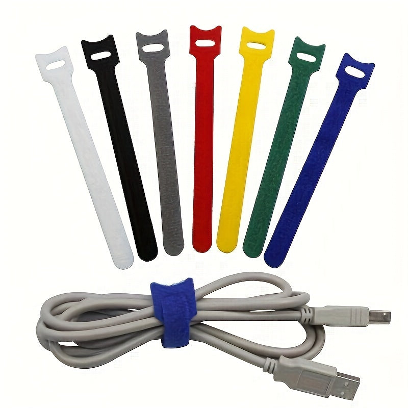50pcs Adjustable Cable Management Strap 6 inch with Hooks and Buckles