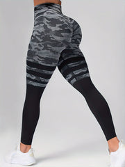 Camouflage Striped Leggings High Stretch Yoga Running Pants