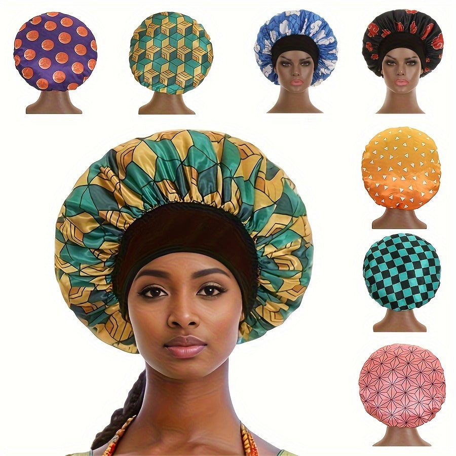 Women Cartoon Print Satin Bonnet Cap