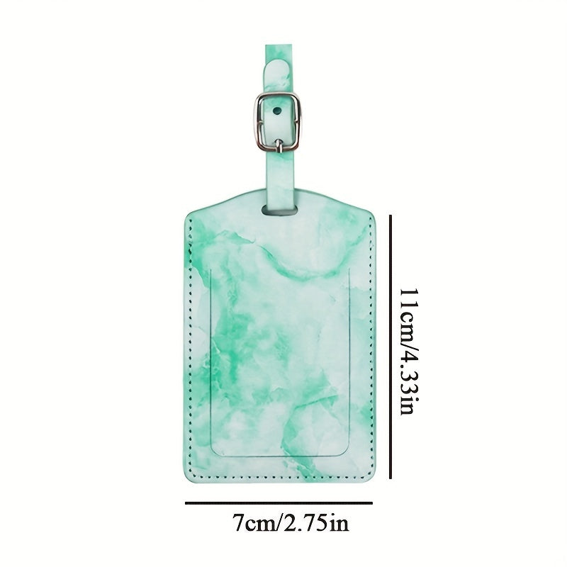 Marble Pattern Luggage Tag Lightweight PU Leather Travel Accessories