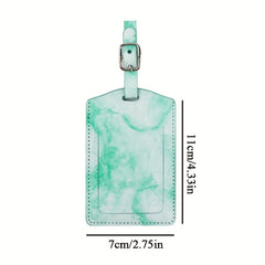 Marble Pattern Luggage Tag Lightweight PU Leather Travel Accessories