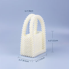 Mini Bead Woven Handbag Plastic Lipstick Clutch Bag Pearl Tote Bag