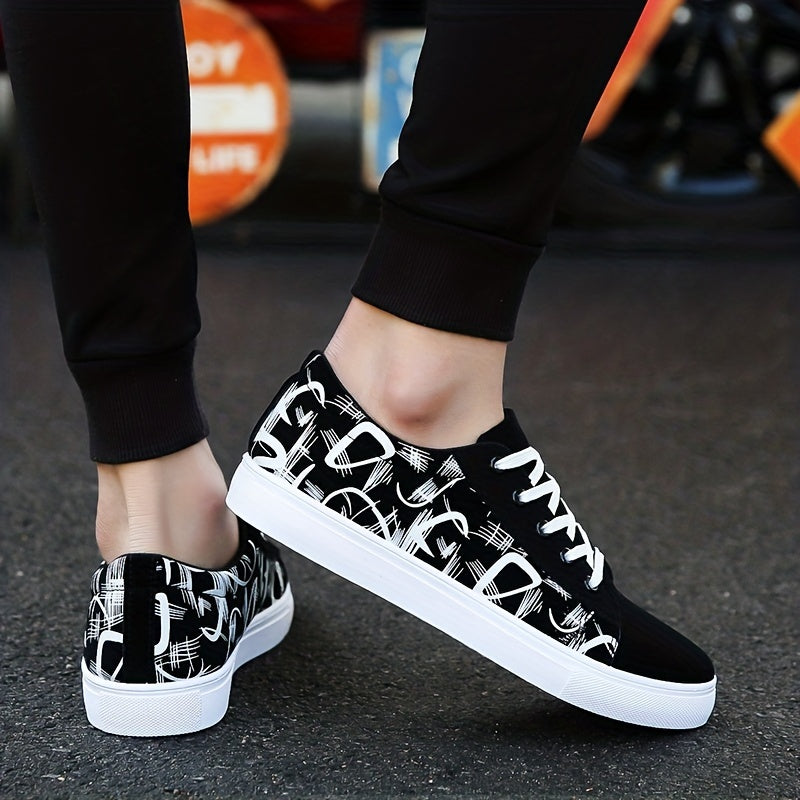 Men's Striped Low Top Canvas Skate Shoes Casual Outdoor Sneakers