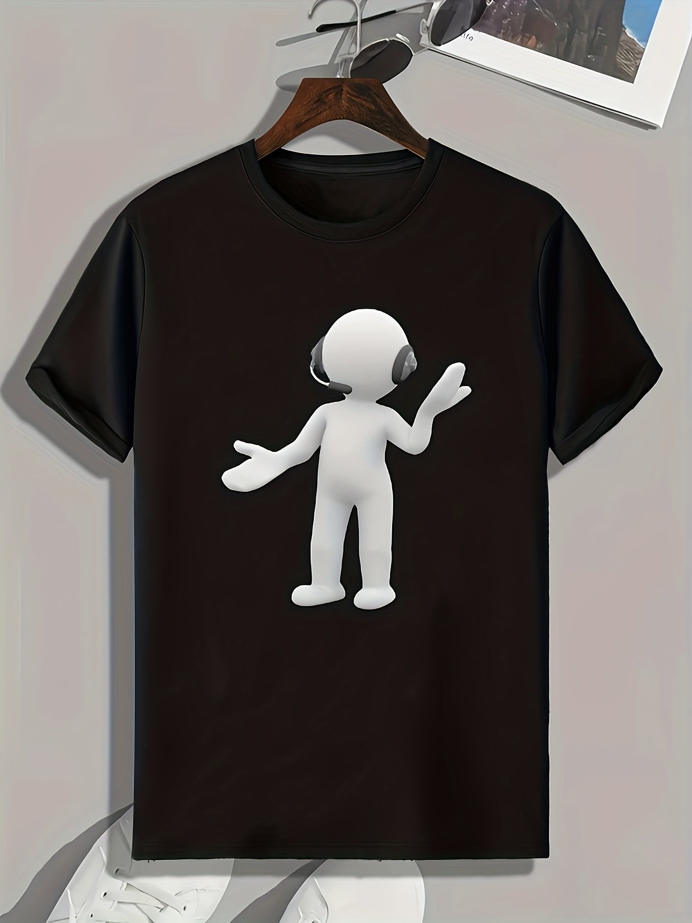 Men's Little Statue Print T-shirt for Summer