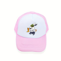 Beer Rabbit Trucker Hat Y2K Pink Baseball Cap Mesh Breathable Cartoon