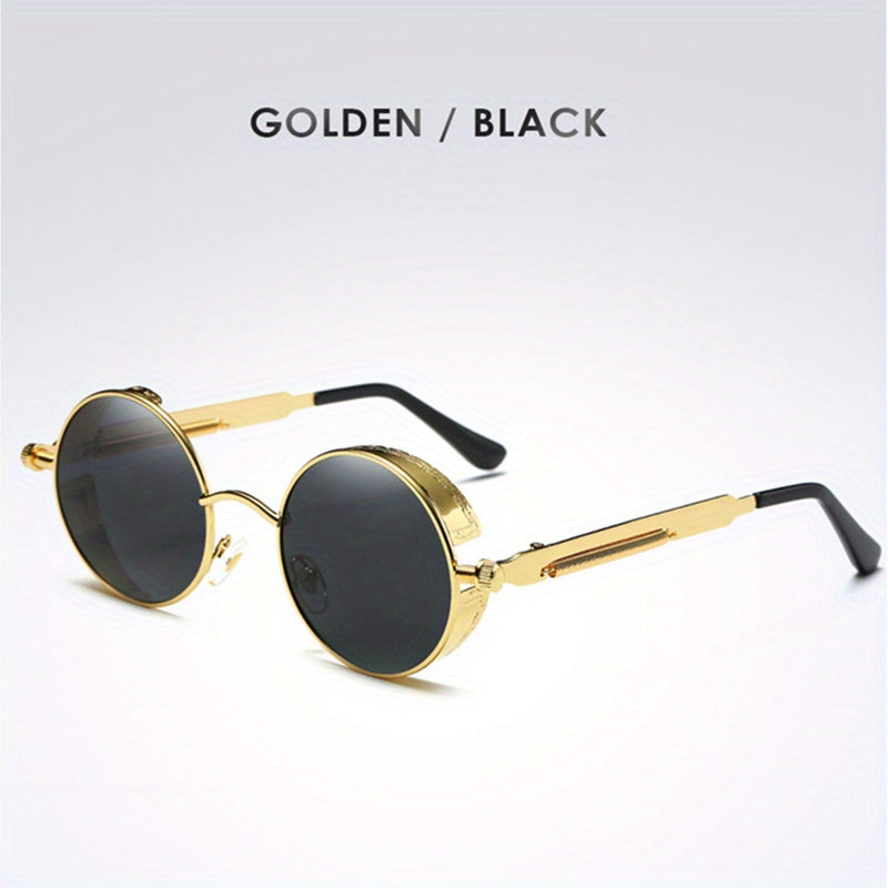 Vintage Metal Steam Punk Sunglasses Polarized Round Frame Mens Womens