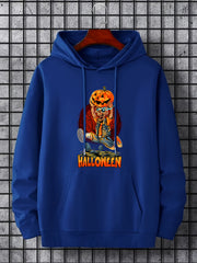 Men's Skeleton & Pumpkin Graphic Hoodie Active Halloween Style