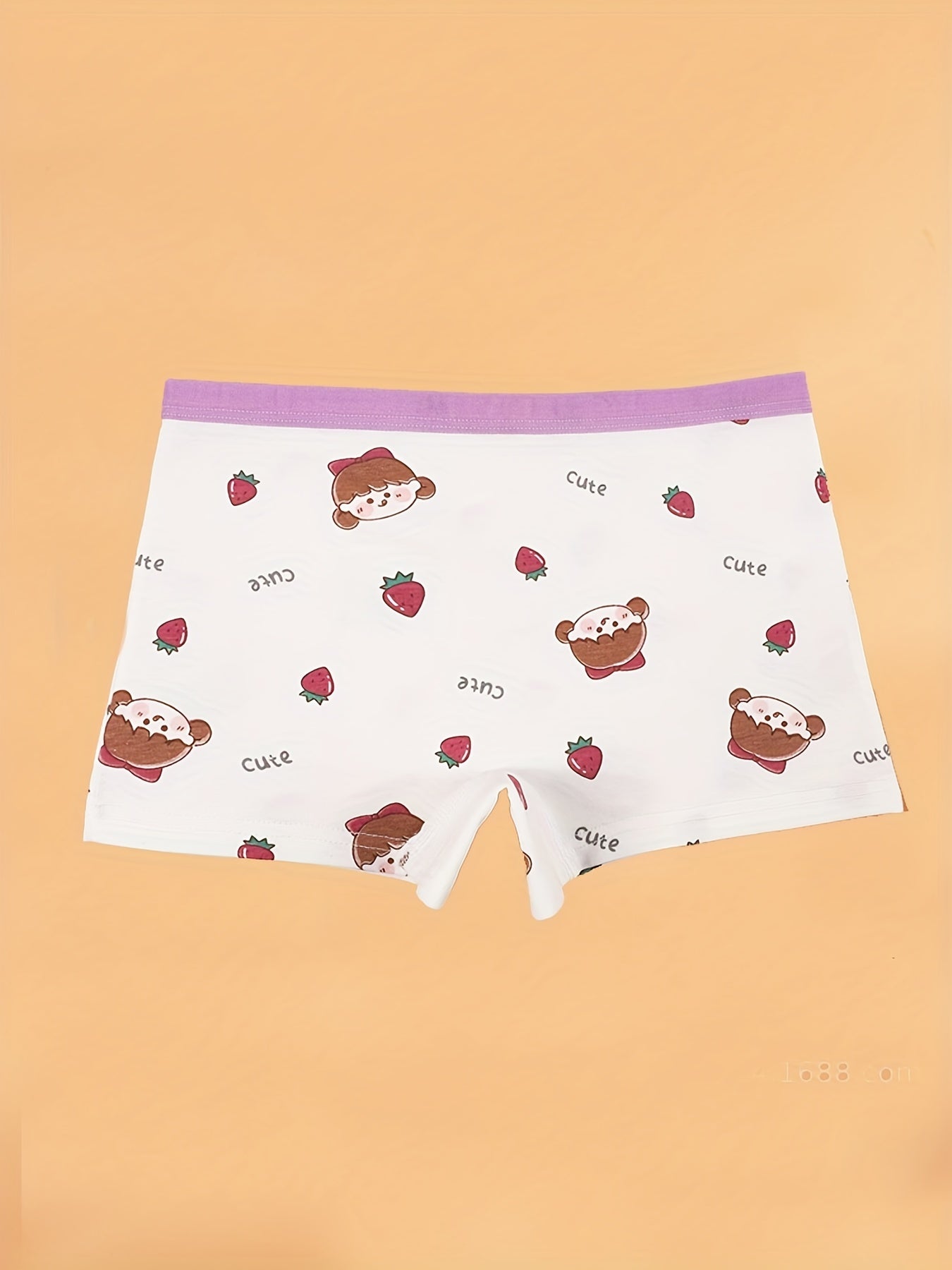4pcs Cartoon Girl's Cotton Boxer Briefs Elastic Waist Shorts