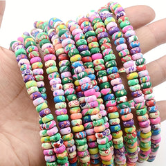 100pcs 3x6mm Colorful Flower Polymer Clay Beads DIY Jewelry Making