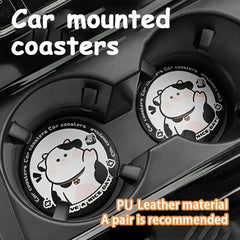 Cartoon Cow Coaster Car Cup Holder Anti Slip Coasters Heat Insulation Pad