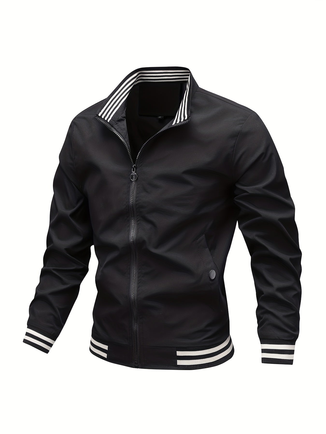 Men's Loose Casual Long Sleeve Striped Cuff Lightweight Jackets